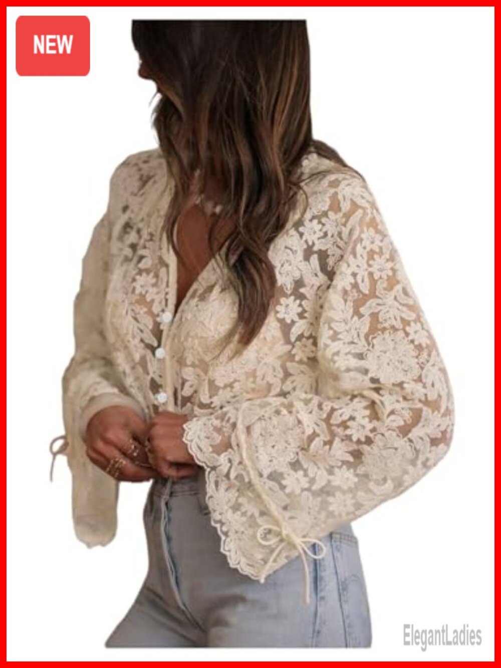 Lace Boho Flowy Peasant Top Sheer Embroidered Blouse